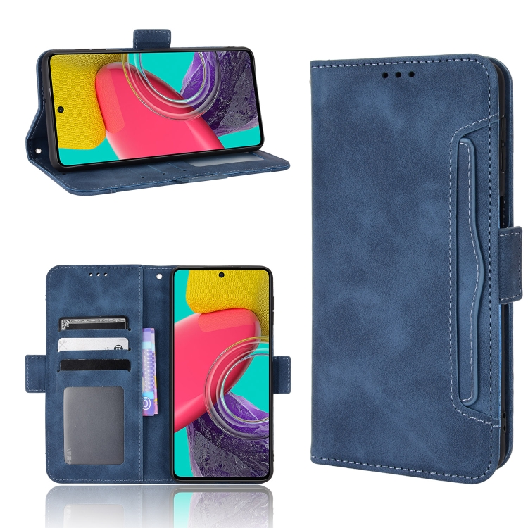 

For Samsung Galaxy M33 5G Skin Feel Calf Texture Card Slots Leather Phone Case(Blue)