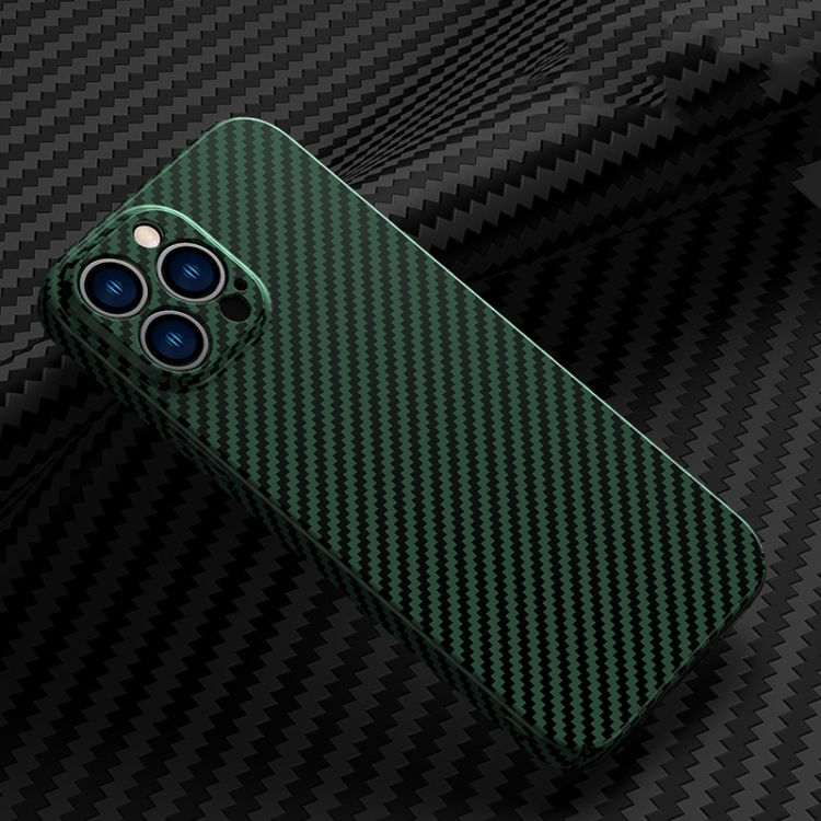 

Carbon Fiber Texture Phone Case For iPhone 13 Pro(Green)