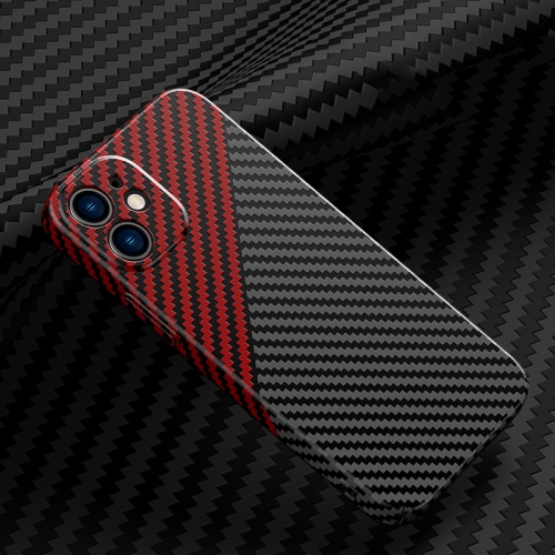 

Carbon Fiber Texture Phone Case For iPhone 12(Black Red)