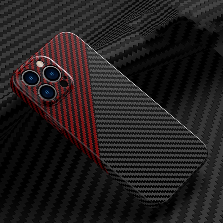 For iPhone 12 Pro Carbon Fiber Texture Phone Case(Black Red)