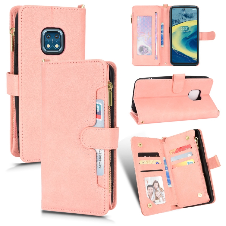 

For Nokia XR20 Litchi Texture Zipper Leather Phone Case(Pink)