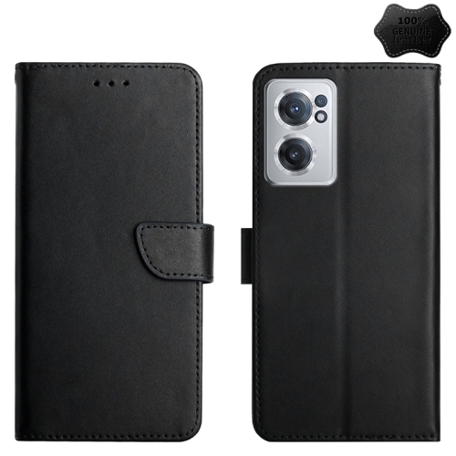 

For OnePlus Nord CE 2 5G Genuine Leather Fingerprint-proof Horizontal Flip Phone Case(Black)