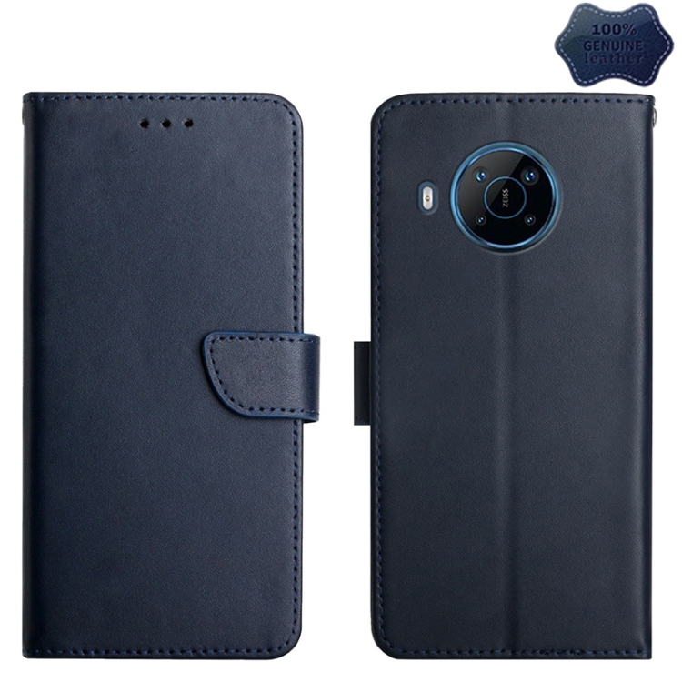 

For Nokia X100 Genuine Leather Fingerprint-proof Horizontal Flip Phone Case(Blue)