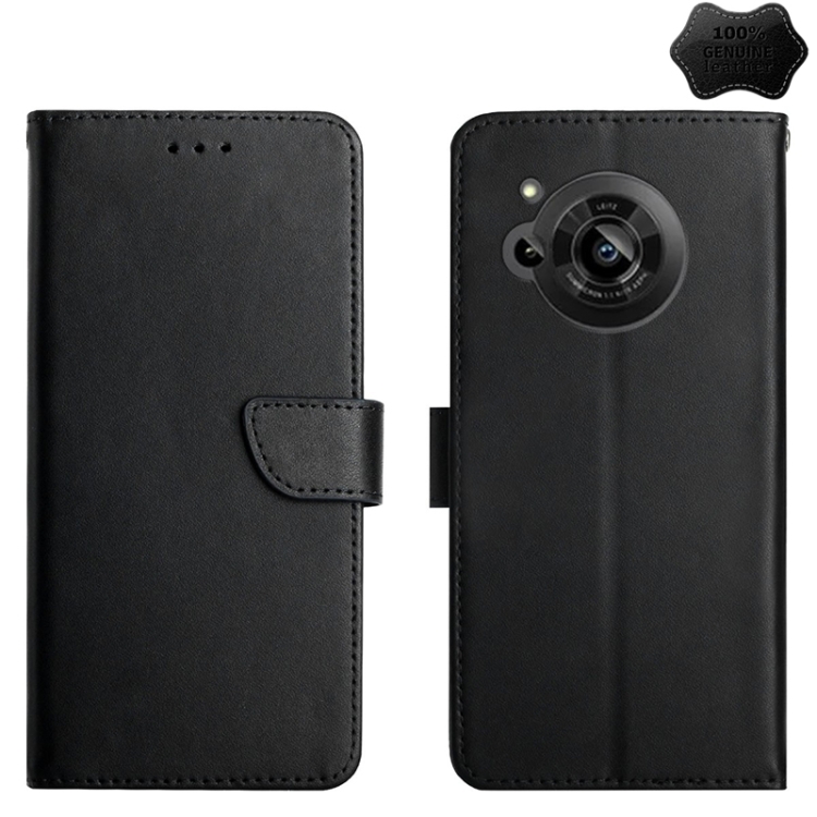 

For Sharp Aquos R7 Genuine Leather Fingerprint-proof Horizontal Flip Phone Case(Black)