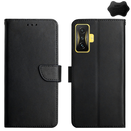 

For Xiaomi Poco F4 GT Genuine Leather Fingerprint-proof Horizontal Flip Phone Case(Black)
