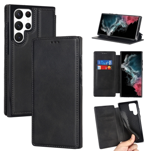 

For Samsung Galaxy S22 Ultra 5G Knight Magnetic Suction Leather Phone Case(Black)