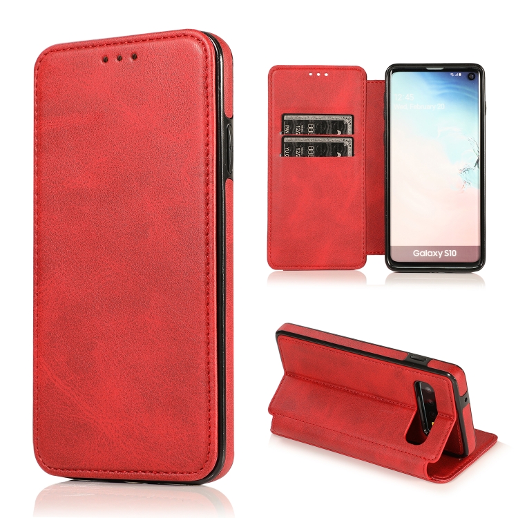 

For Samsung Galaxy S10 Knight Magnetic Suction Leather Phone Case(Red)