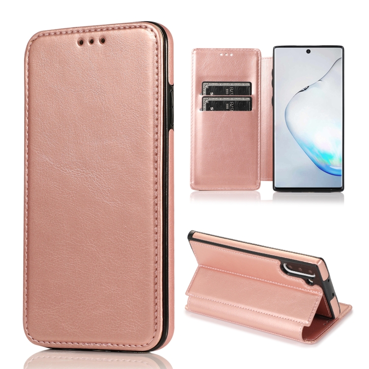 

For Samsung Galaxy Note10 Knight Magnetic Suction Leather Phone Case(Rose Gold)