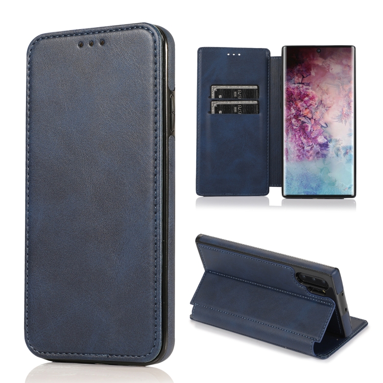 

For Samsung Galaxy Note10+ Knight Magnetic Suction Leather Phone Case(Blue)