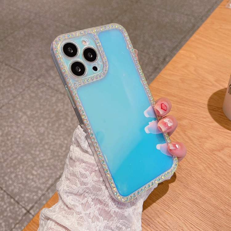 

Color Plated Crystal Diamond Phone Case For iPhone 13 Pro(Gradient Blue)