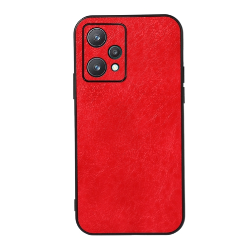 

For OPPO Realme 9 Pro Accurate Hole Crazy Horse Texture PU Phone Case(Red)