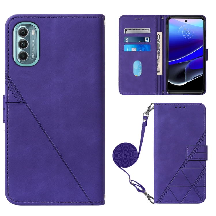 

For Motorola Moto G 5G 2022 Crossbody 3D Embossed Flip Leather Phone Case(Purple)