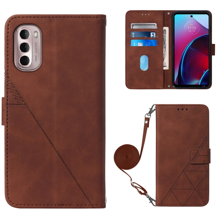 

For Motorola Moto G Stylus 4G 2022 Crossbody 3D Embossed Flip Leather Phone Case(Brown)