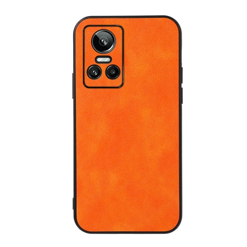 

For OPPO Realme GT Neo 3 Accurate Hole Two-color Litchi Texture PU Phone Case(Orange)