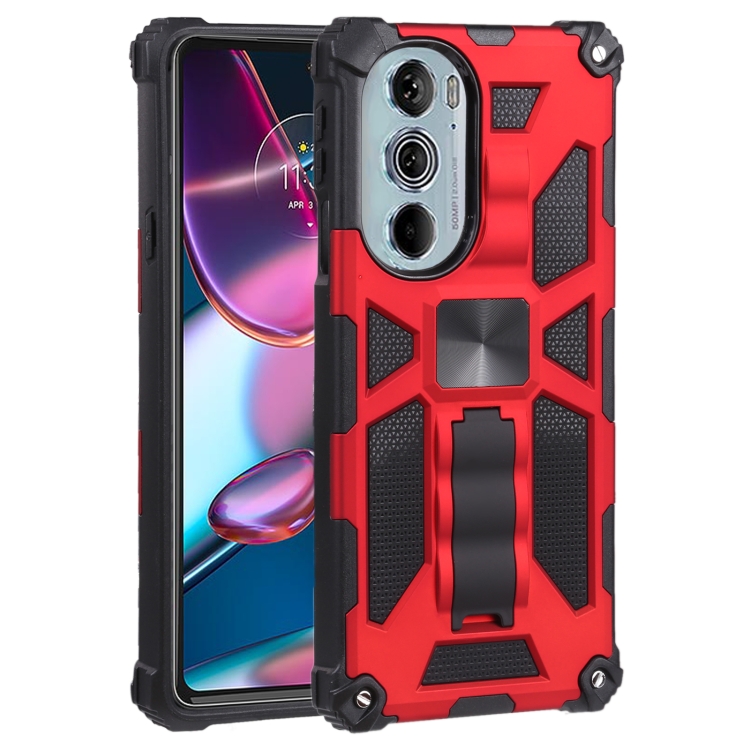 

For Motorola Edge 30 Pro Shockproof TPU + PC Magnetic Protective Phone Case with Holder(Red)
