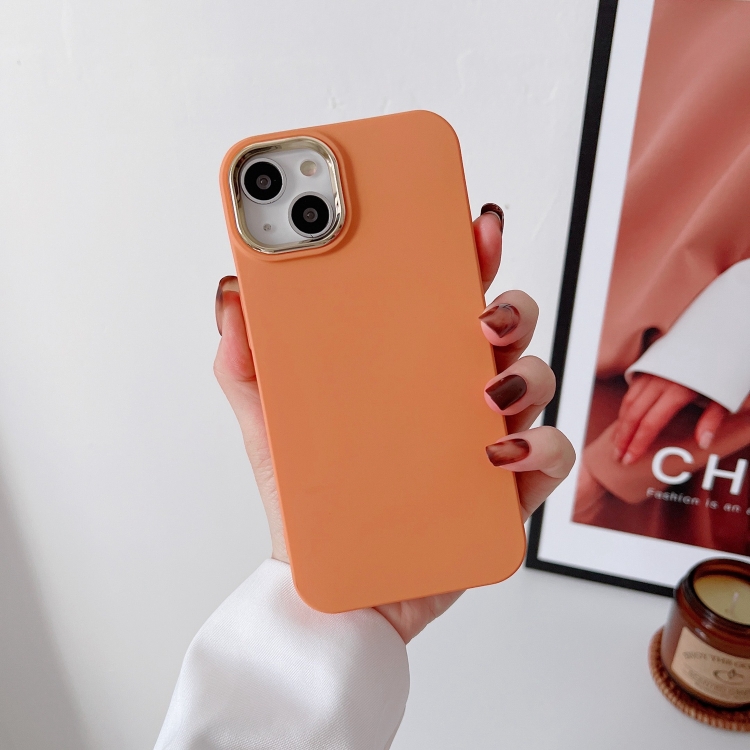 

For iPhone 12 Pro Liquid Silicone Electroplating + Flannel Phone Case(Orange)