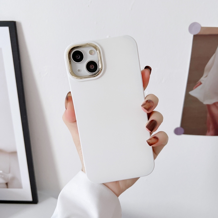 

For iPhone 12 Liquid Silicone Electroplating + Flannel Phone Case(White)