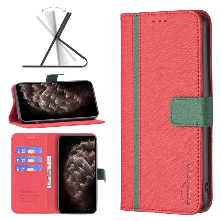 

BF13 Color Matching Cross Texture Leather Phone Case For iPhone 11 Pro Max(Red)