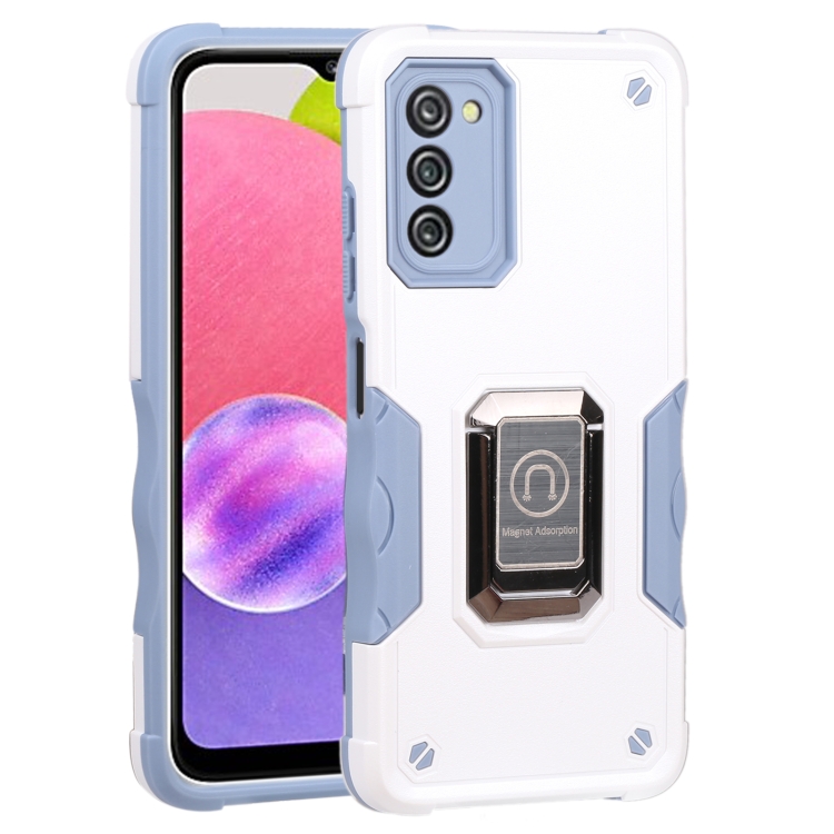 

For Samsung Galaxy A03s 165.8mm Ring Holder Non-slip Armor Phone Case(White)
