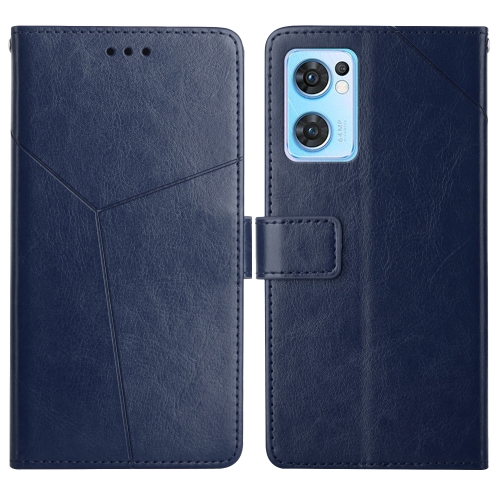 

For OPPO Find X5 Lite Y Stitching Horizontal Flip Leather Phone Case(Blue)