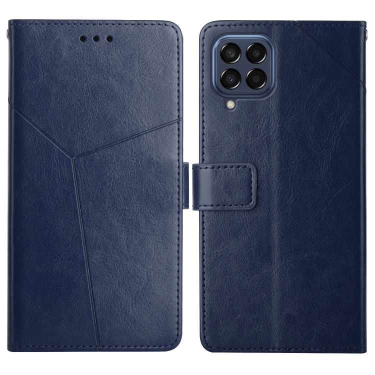 

For Samsung Galaxy M33 Y Stitching Horizontal Flip Leather Phone Case(Blue)