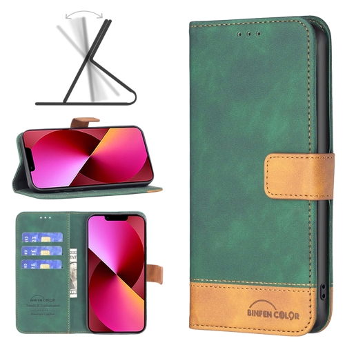 

BF11 Color Matching Skin Feel Leather Phone Case For iPhone 13(Green)