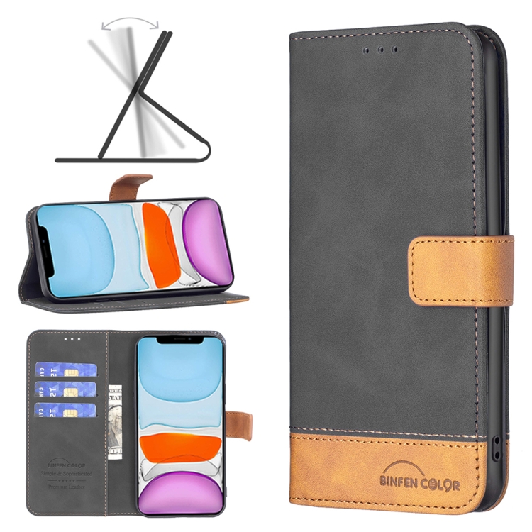 

BF11 Color Matching Skin Feel Leather Phone Case For iPhone 11(Black)