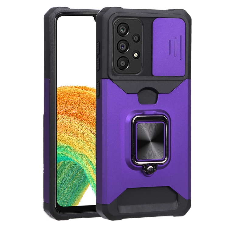 

For Samsung Galaxy A33 5G Sliding Camera Cover Design PC + TPU Shockproof Phone Case(Purple)