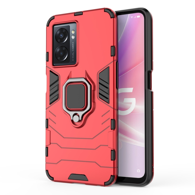 

For OPPO A57 5G Magnetic Ring Holder PC + TPU Phone Case(Red)