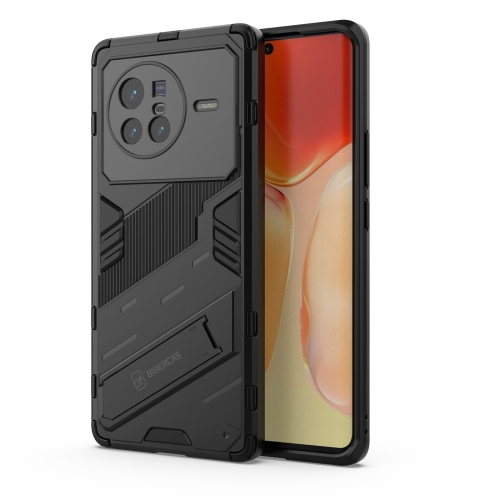 

For vivo X80 Punk Armor PC + TPU Phone Case with Holder(Black)