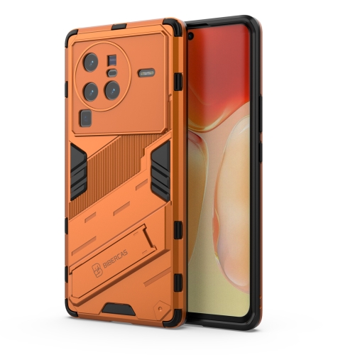 

For vivo X80 Pro Punk Armor PC + TPU Phone Case with Holder(Orange)