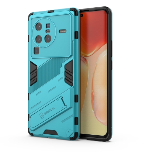 

For vivo X80 Pro Punk Armor PC + TPU Phone Case with Holder(Blue)