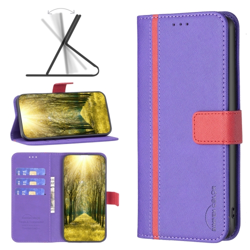 

For Samsung Galaxy A33 5G BF13 Color Matching Cross Texture Leather Phone Case(Purple)