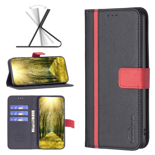 

For Samsung Galaxy A71 4G BF13 Color Matching Cross Texture Leather Phone Case(Black)