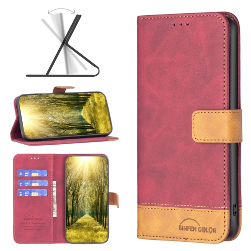 

For Samsung Galaxy A22 5G BF11 Color Matching Skin Feel Leather Phone Case(Red)