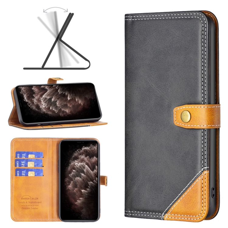 

Color Matching Double Sewing Thread Leather Case For iPhone 11 Pro Max(Black)