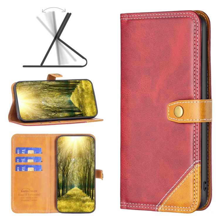 

Color Matching Double Sewing Thread Leather Case For iPhone XS Max(Red)