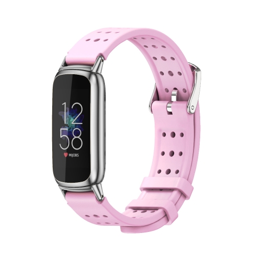 

For Fitbit Luxe Mijobs Breathable Silicone Watch Band(Pink+Silver)