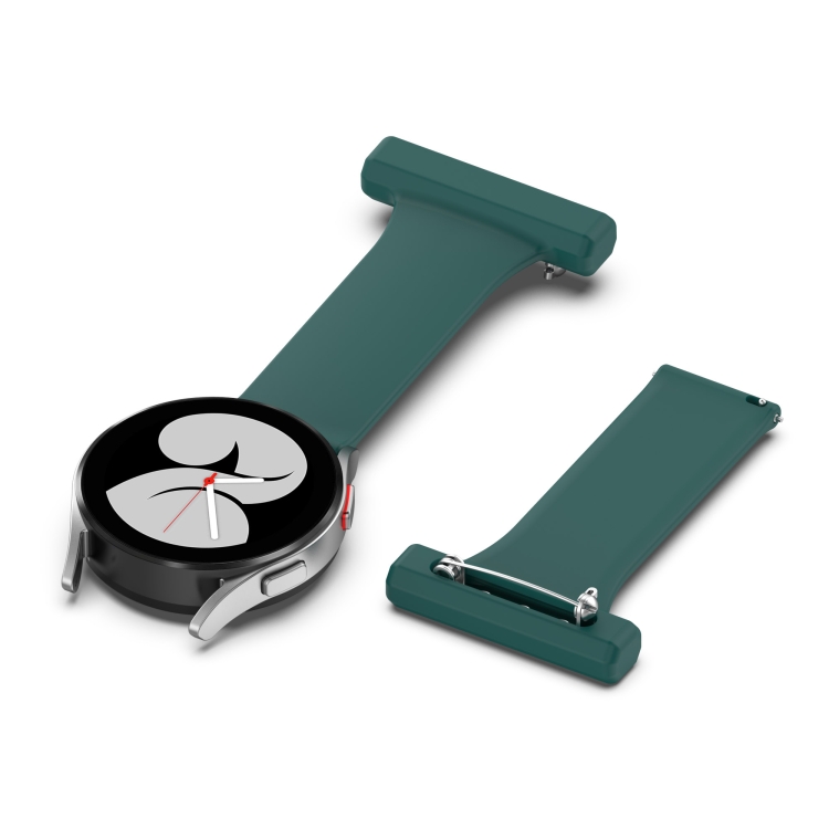 

20mm Silicone Nurse Brooch Watch Band(Dark Green)