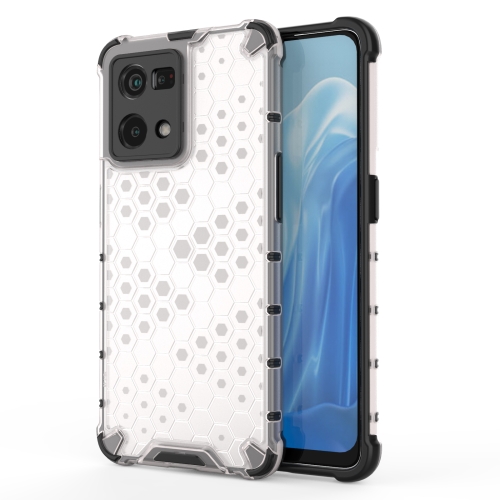 

For OPPO Reno7 4G Shockproof Honeycomb PC + TPU Phone Case(White)