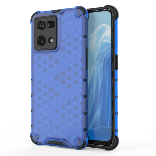 

For OPPO Reno7 4G Shockproof Honeycomb PC + TPU Phone Case(Blue)