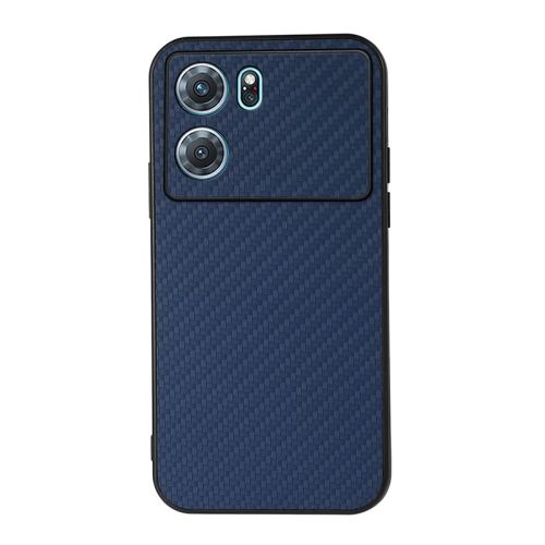 

For OPPO K10 5G Accurate Hole Carbon Fiber Texture PU Phone Case(Blue)