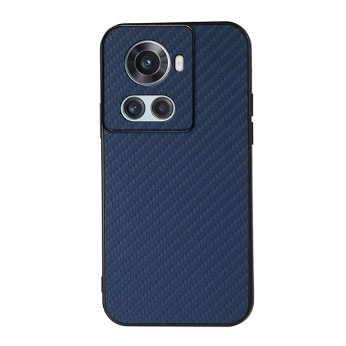 

For OnePlus Ace Accurate Hole Carbon Fiber Texture PU Phone Case(Blue)