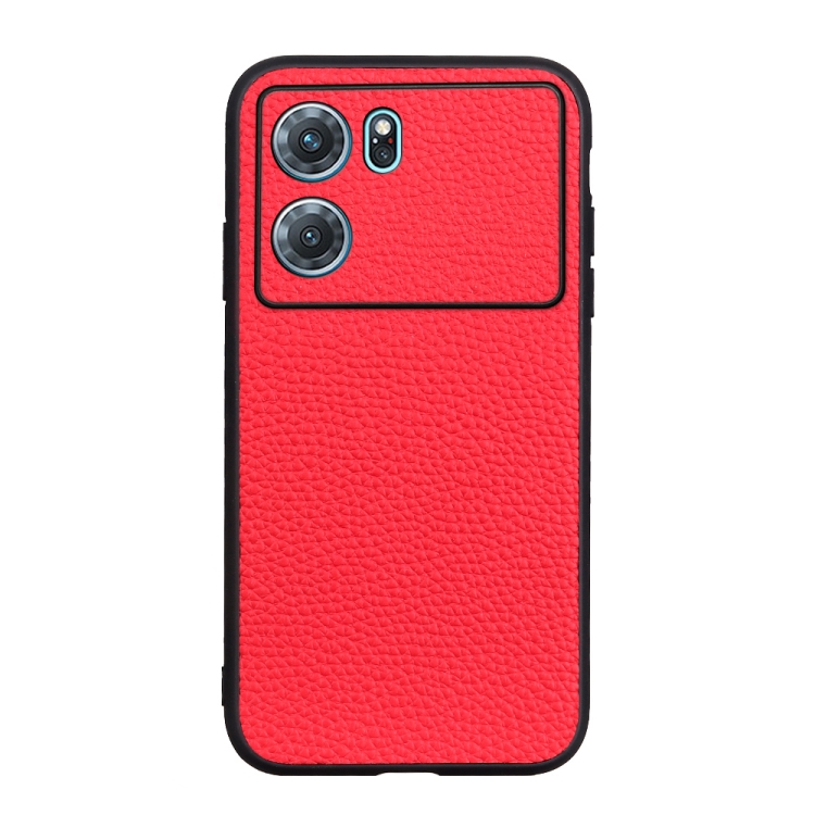 

For OPPO K10 5G Accurate Hole Genuine Leather Phone Case(Red)