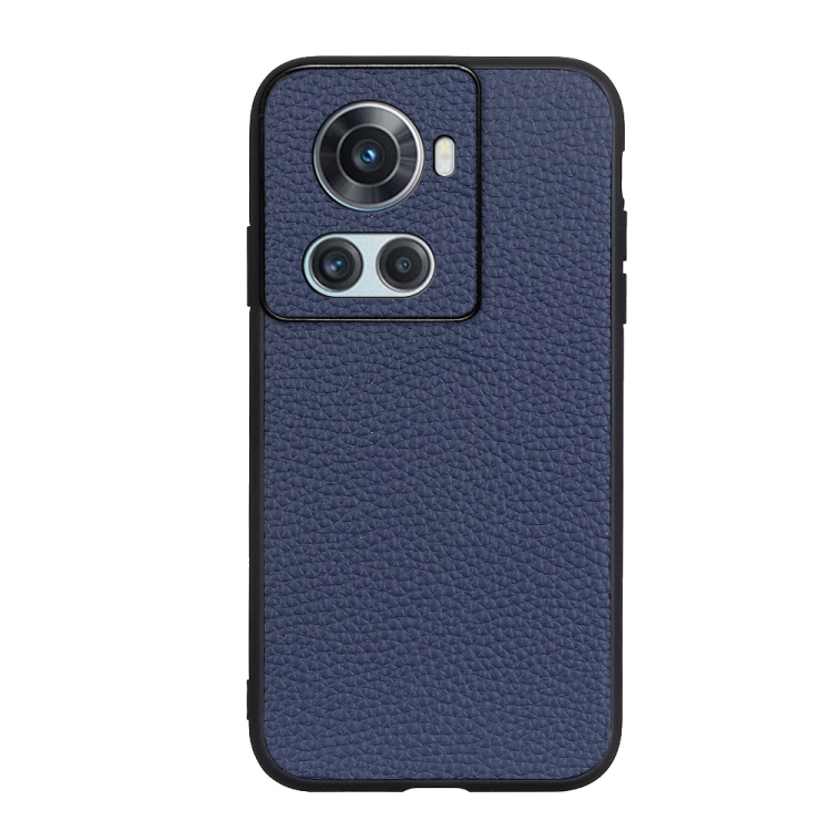 

For OnePlus Ace Accurate Hole Genuine Leather Phone Case(Blue)