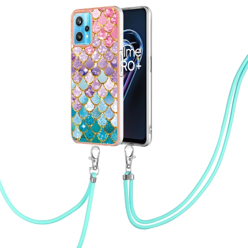 

For OPPO Realme 9 Pro+ 5G Electroplating IMD TPU Phone Case with Lanyard(Colorful Scales)