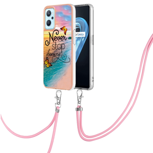 

For OPPO Realme 9i / A36 Electroplating IMD TPU Phone Case with Lanyard(Dream Butterfly)