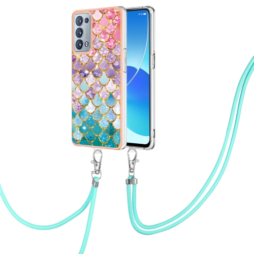 

For OPPO Reno6 Pro+ 5G / Reno6 Pro Electroplating IMD TPU Phone Case with Lanyard(Colorful Scales)