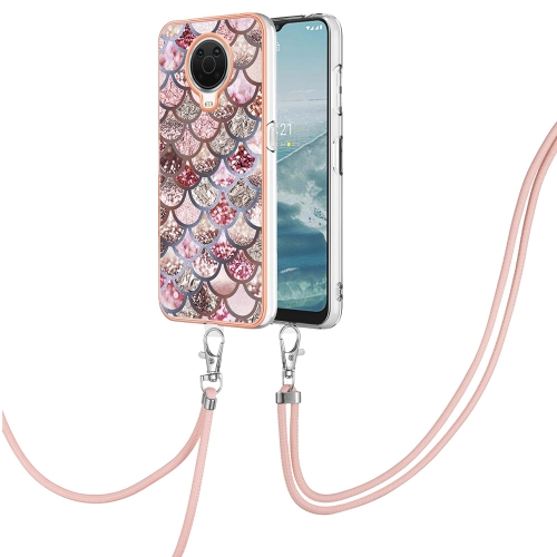 

For Nokia G20 / G10 Electroplating IMD TPU Phone Case with Lanyard(Pink Scales)