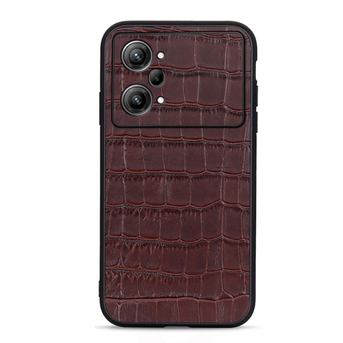 

For OPPO K10 Pro 5G Accurate Hole Crocodile Texture Genuine Leather Phone Case(Brown)